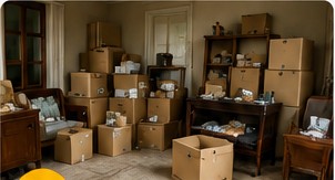 Cartons dans une maison avant débarras